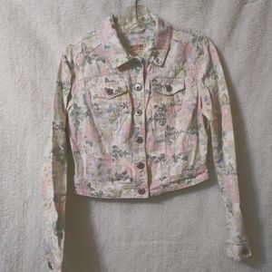 Mossimo High-Waisted Floral Denim Jacket Size M